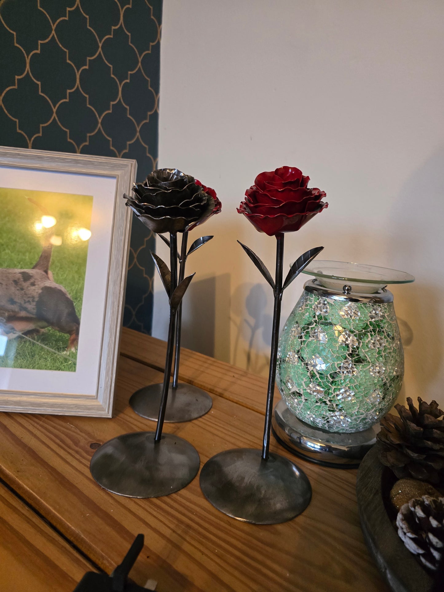 Standing metal rose