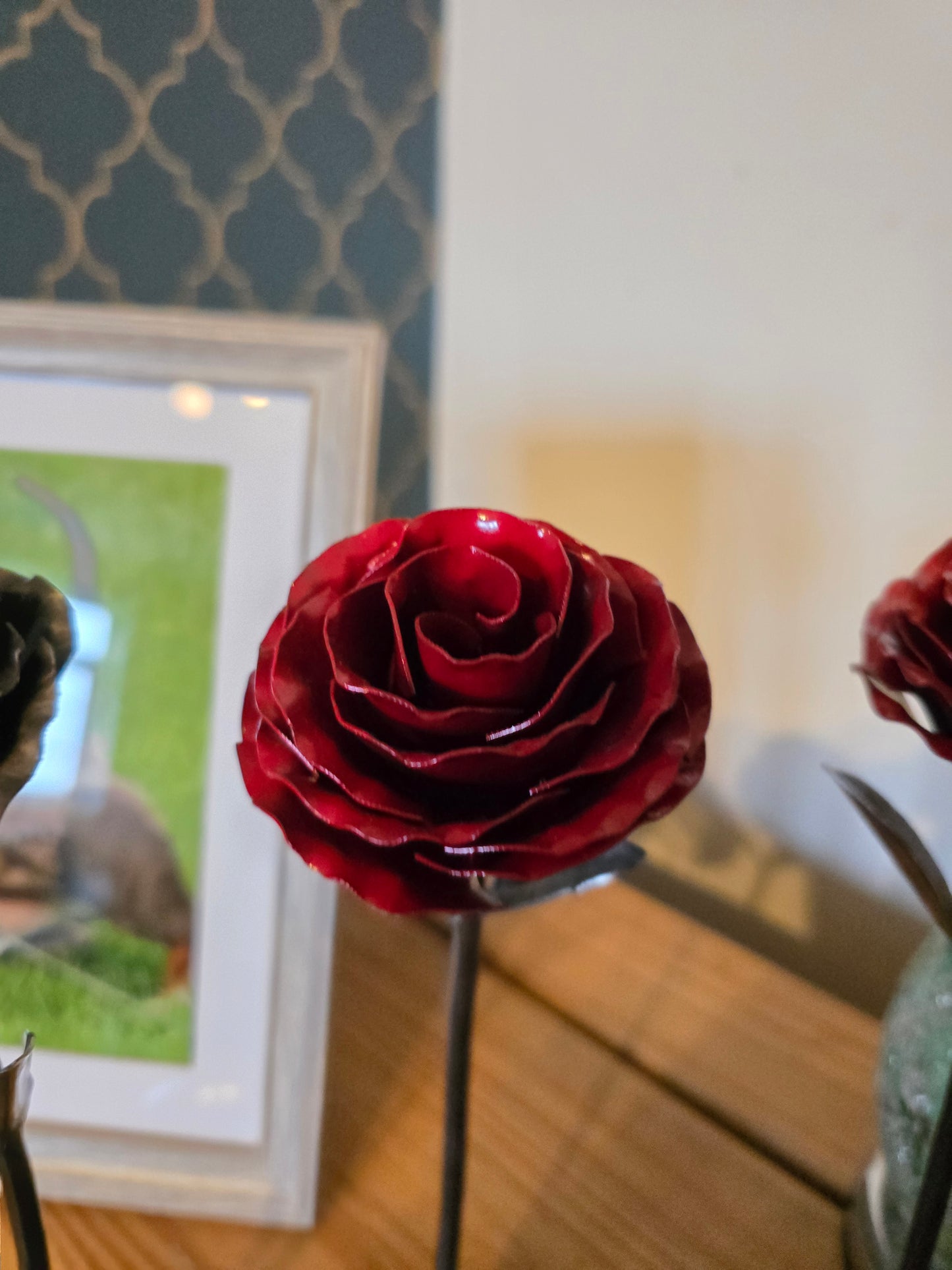 Standing metal rose