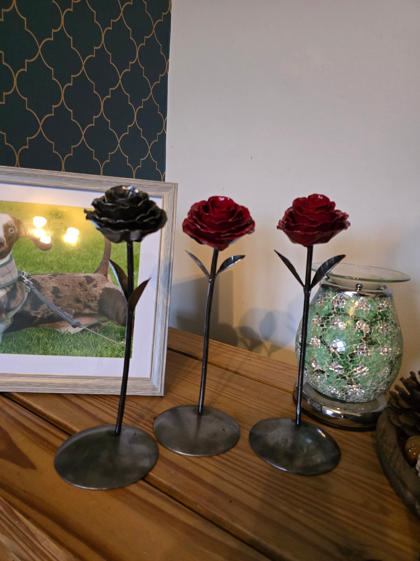 Standing metal rose