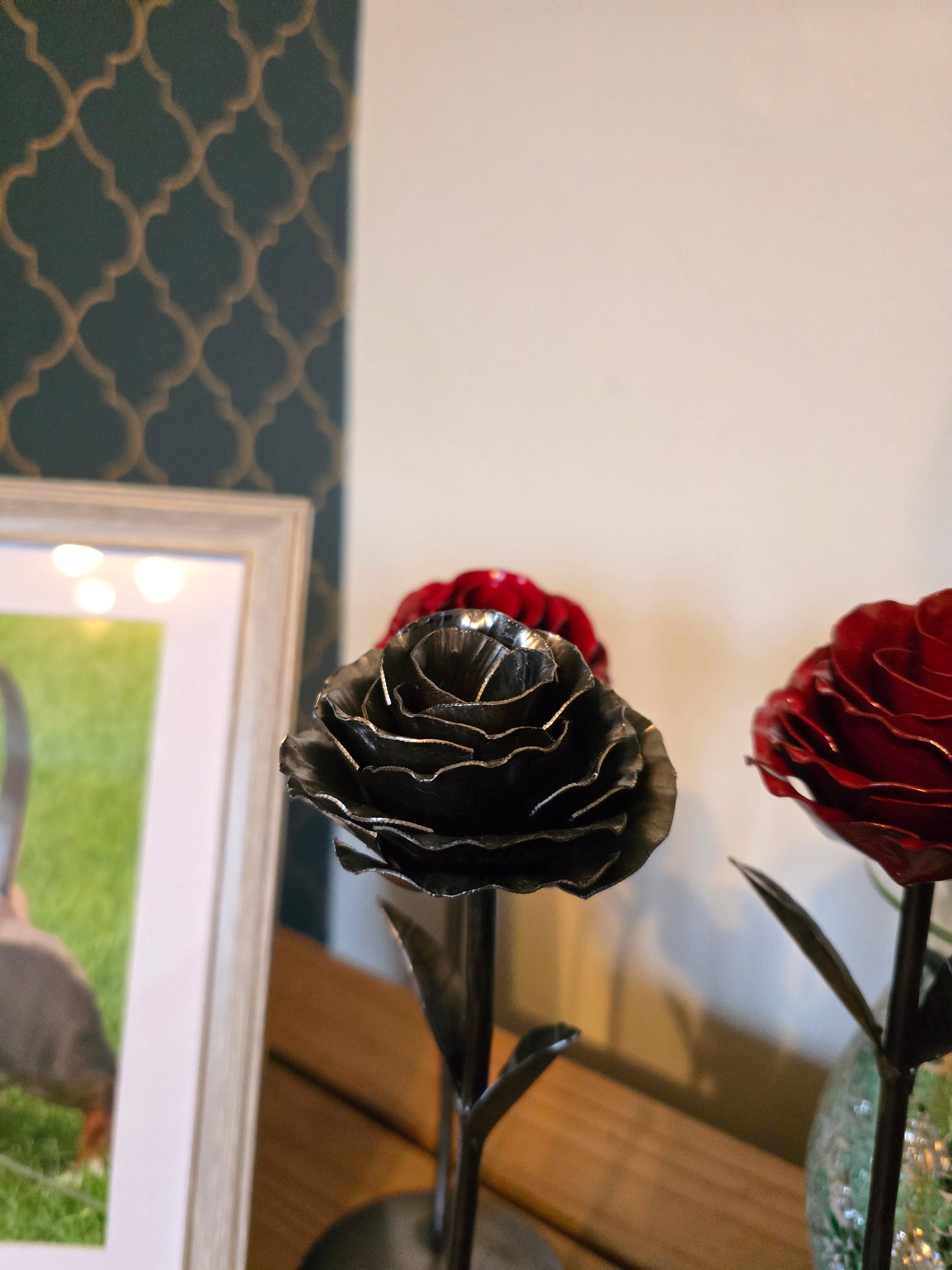 Standing metal rose