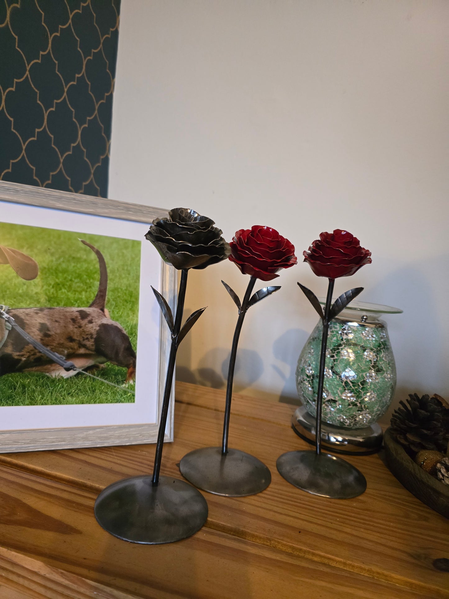 Standing metal rose