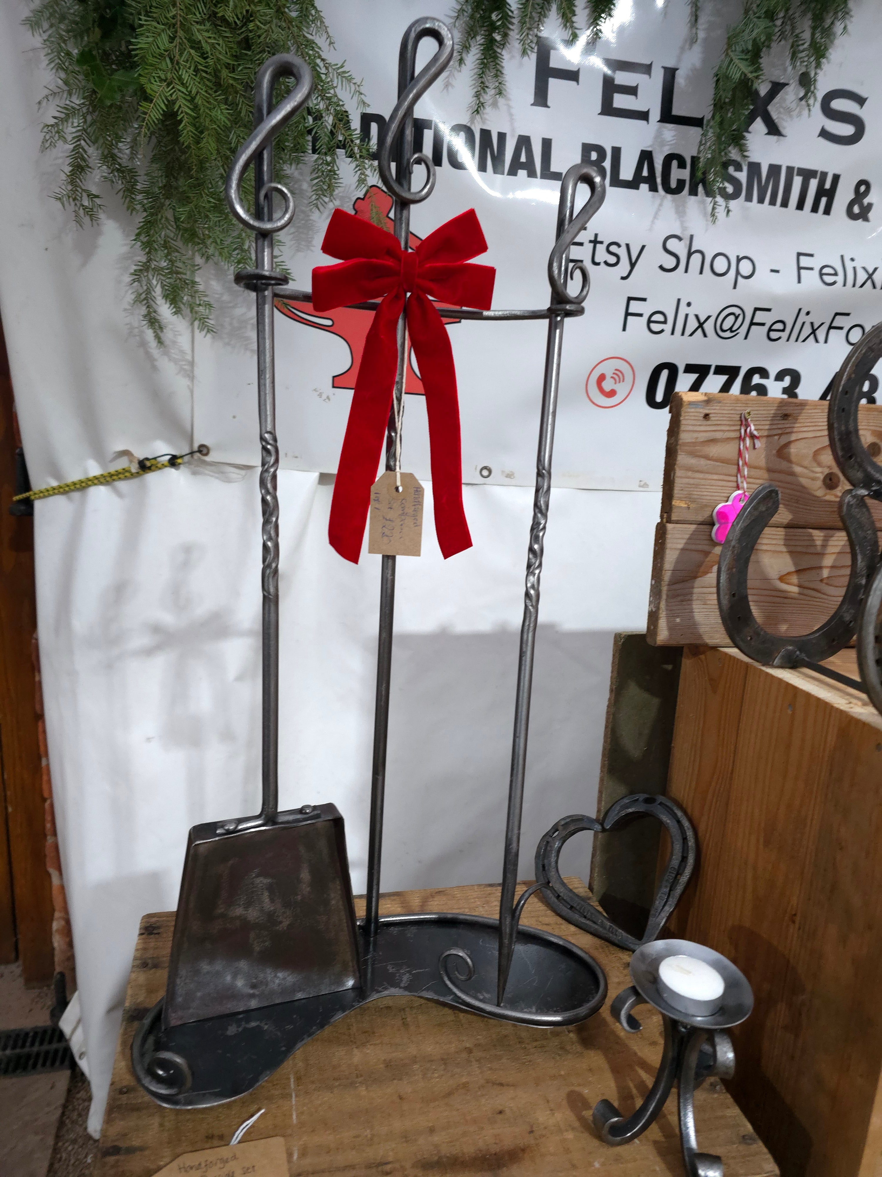 Handforged companion set.