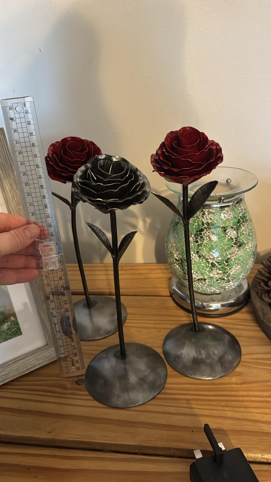 Standing metal rose