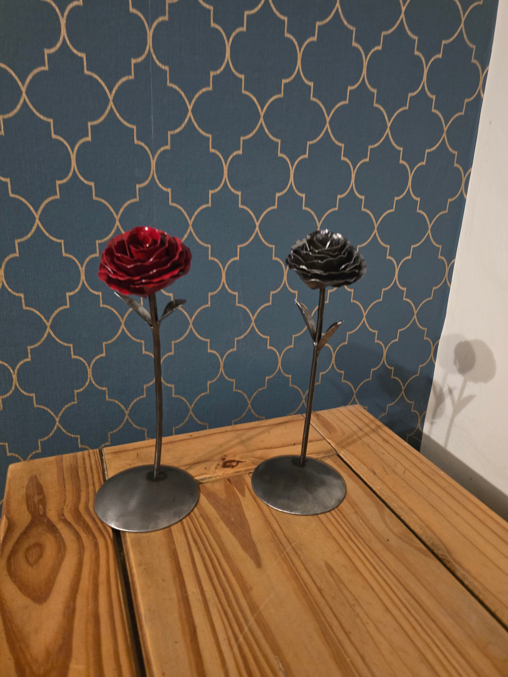 Standing metal rose